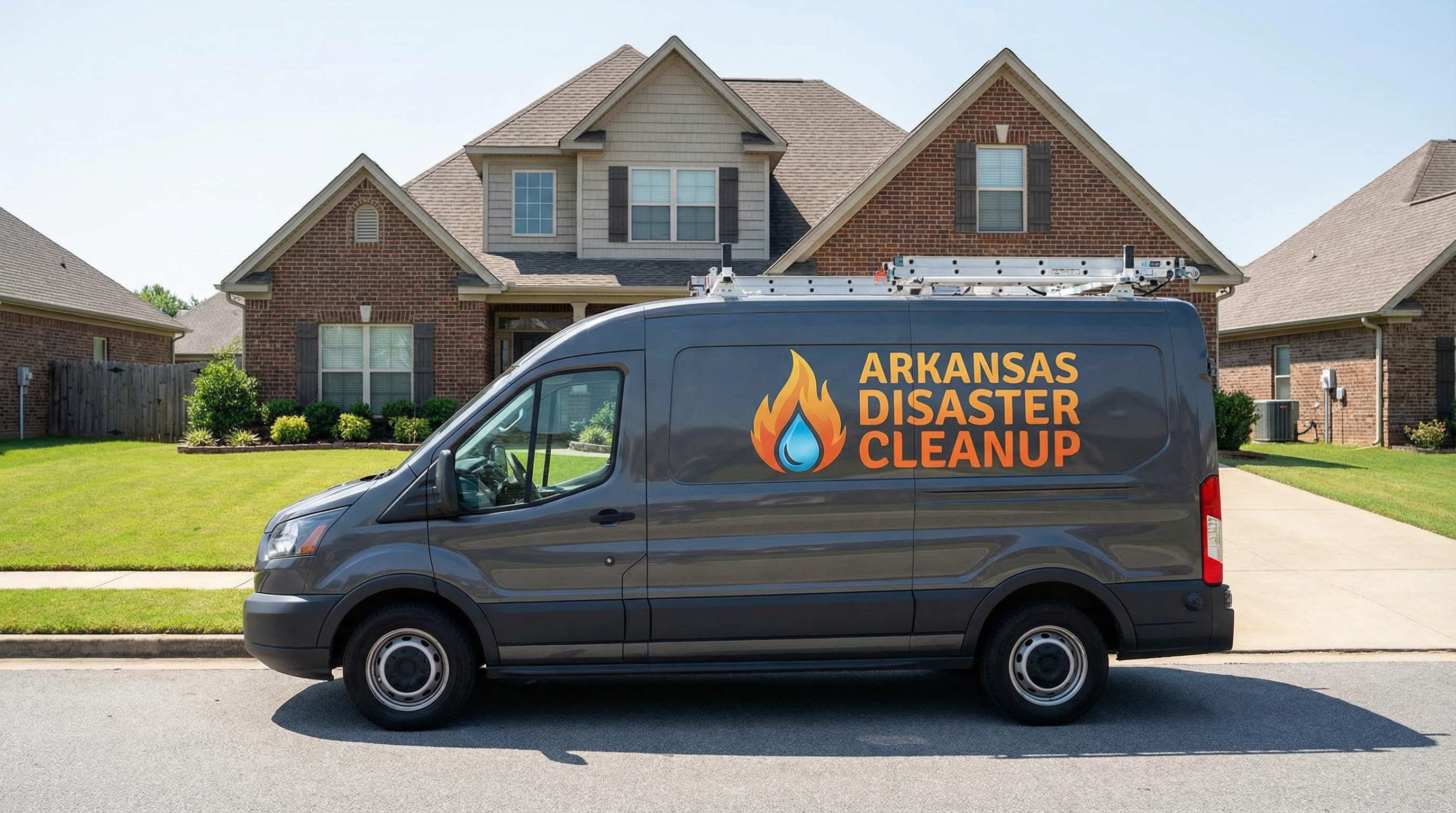 Faulkner County Disaster Cleanup emergency response vehicle in Vilonia, AR